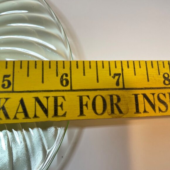 Vintage Green Spiral Depression Glass Dessert Sets - 4 Swirl Plates and 4 Matchi - Picture 9 of 15